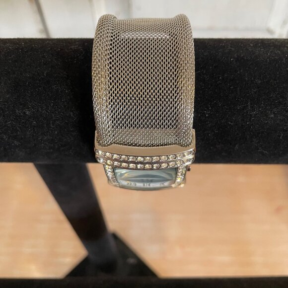 Vintage Susan Lucci Rhinestone Mesh Cuff Bracelet Watch/Analog - Picture 7 of 12